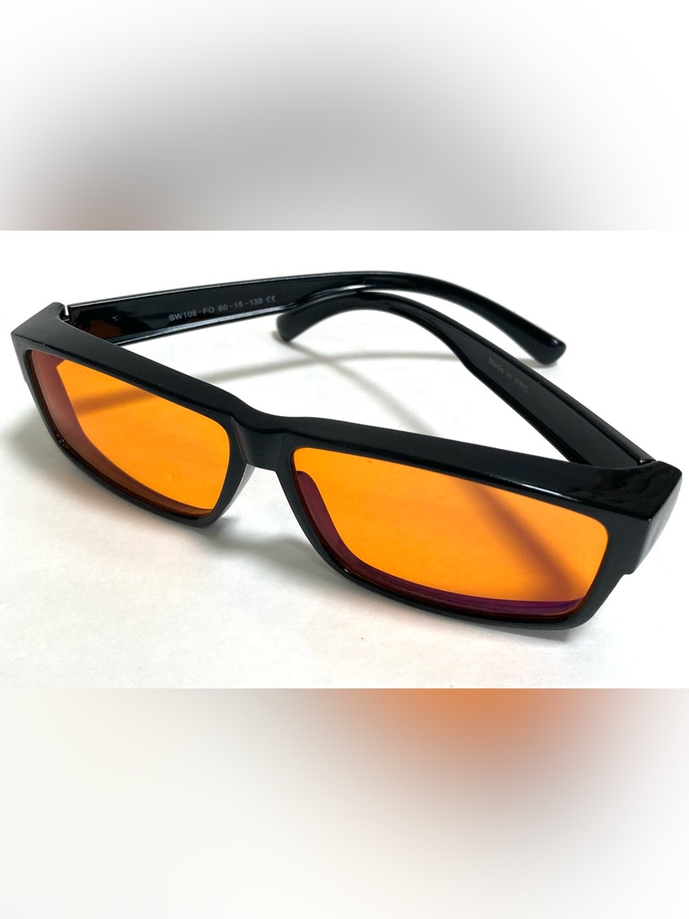 Swanwick SW108-FO Rectangle Sunglasses Black Frame Orange Tinted 60-15-138